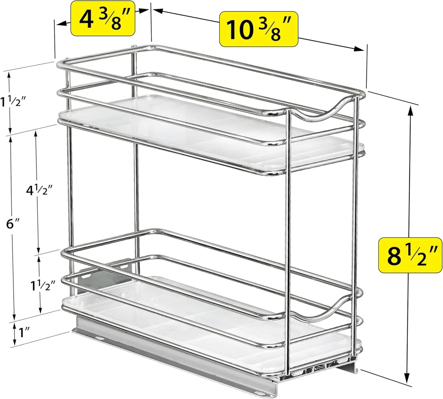 Pull Out Spice Rack Organizer for Inside Kitchen Cabinets - 4-3/8 inch Wide - Slide Out Drawer – Chrome Sliding Spice Organi