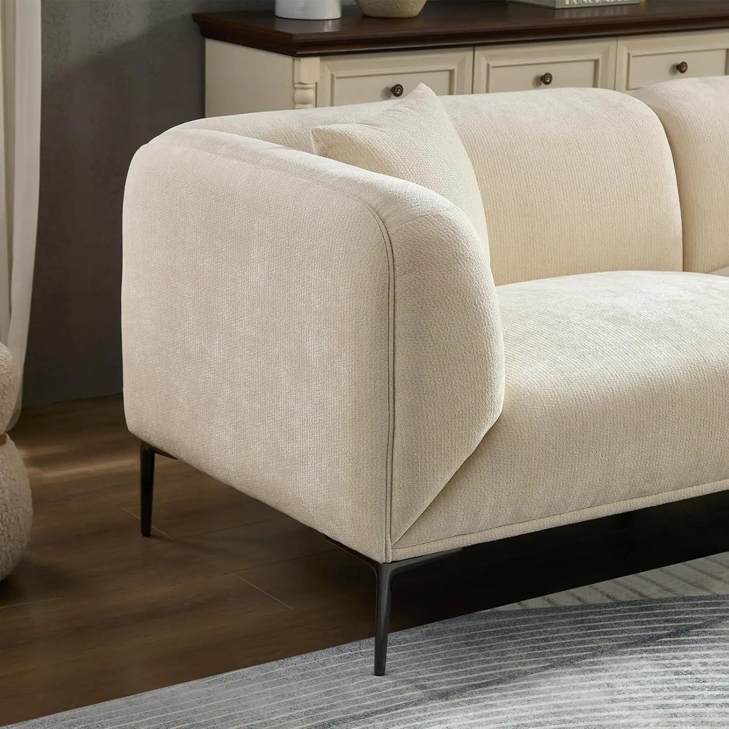 Meetaking Modern Boucle Sofa 3 Seater Upholstered Couch With Legs