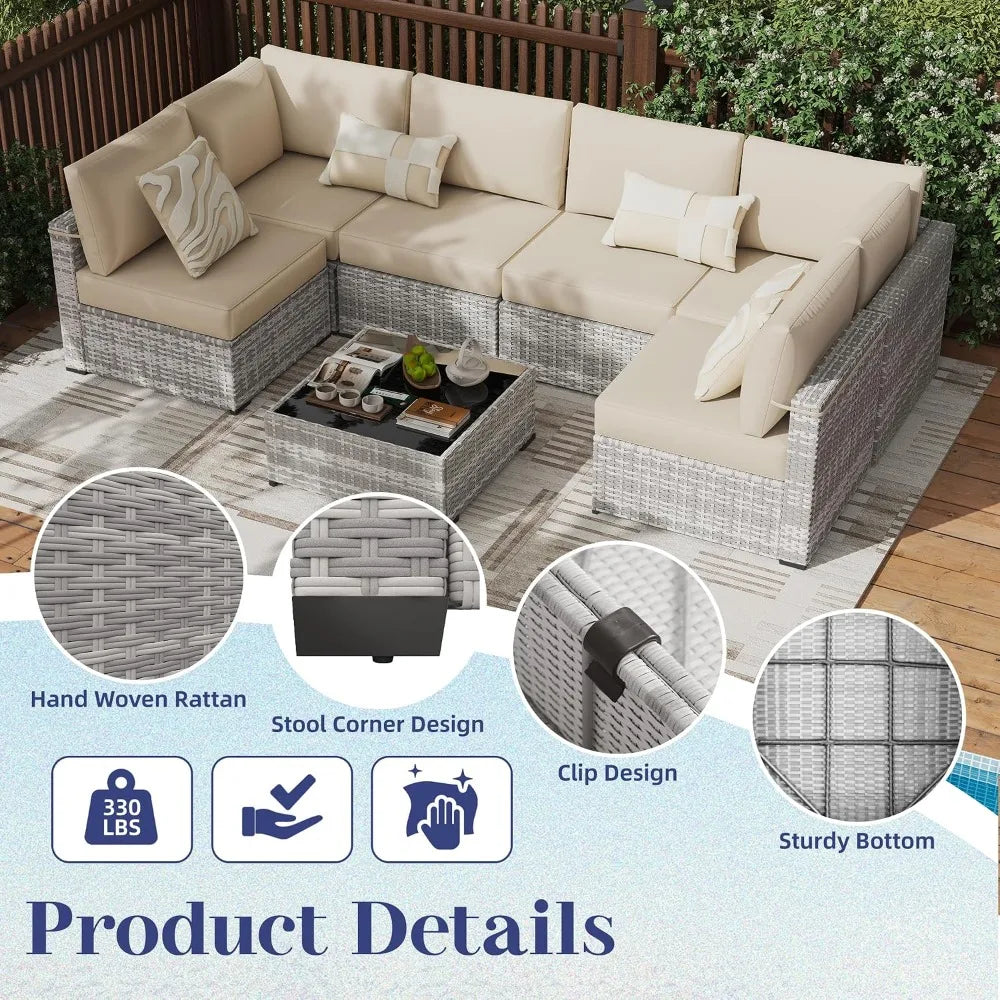 All Weather PE Rattan Modular Sectional Patio Set For Outdoors