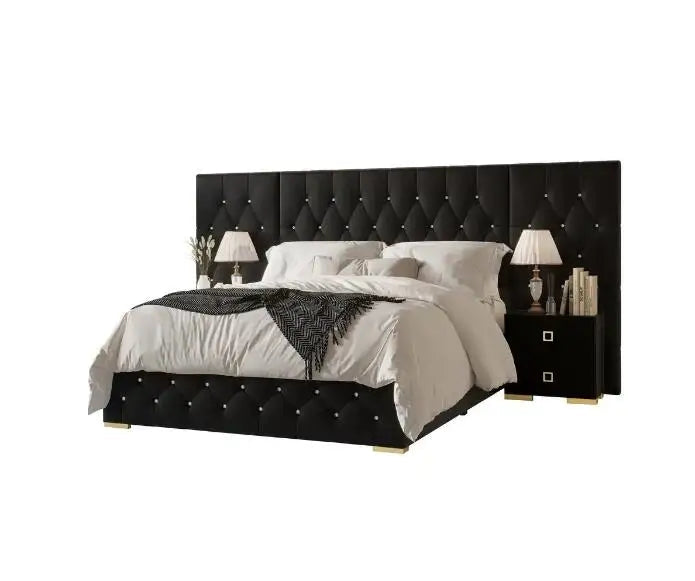 Luxurious Velvet Tufted Platform Bed with Wall Panels-King The Pet & Home Store