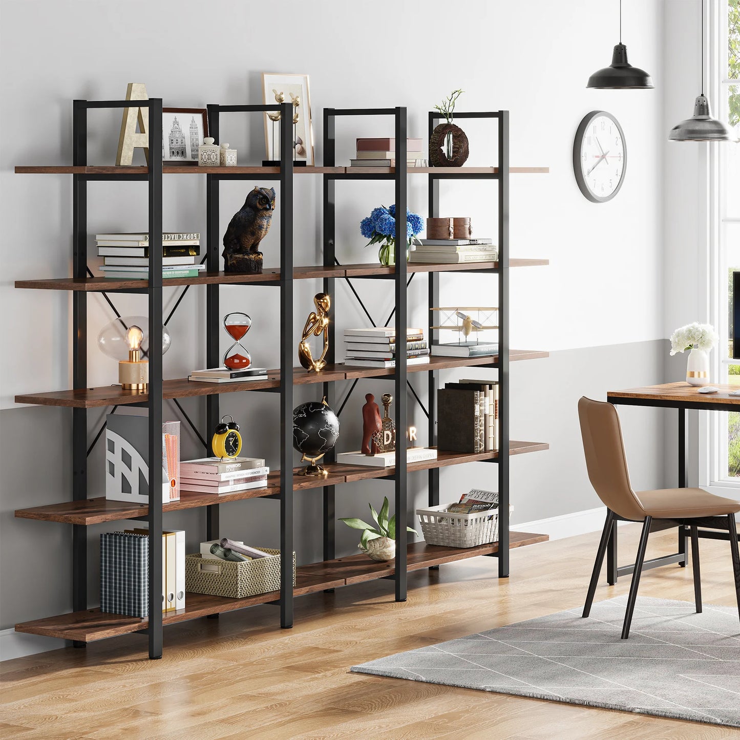 Tribesigns 5-Tier Vintage Industrial Bookcase For Home Office