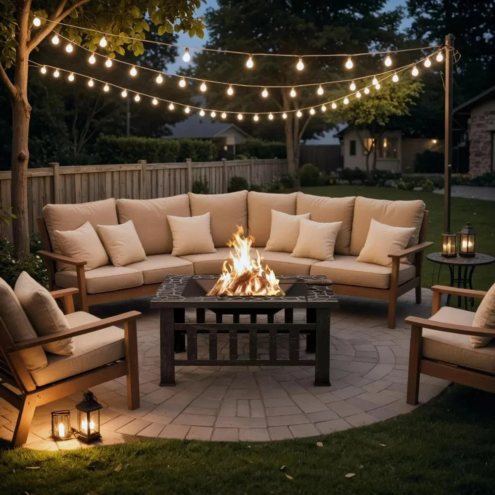 Devoko Outdoor Fire Pit, 32 Inch Firepit Table Metal Outdoor Fireplaces with Waterproof Cover for Outside Patio Camping (Silver) The Pet & Home Store