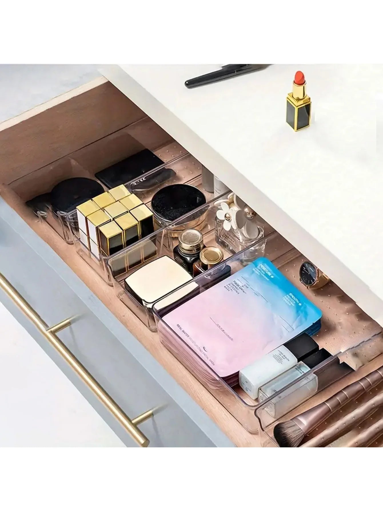 Transparent Plastic Drawer Organizer Set With Dividers