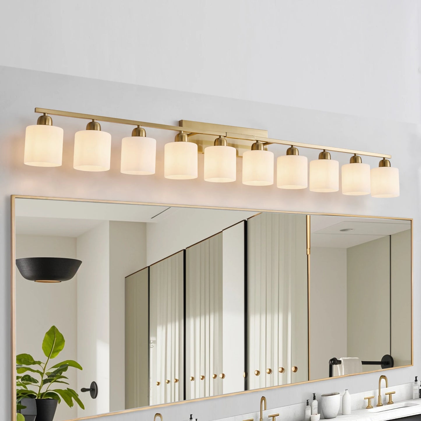 ARLGSITE Milk Glass Vanity Light Over Mirror Frosted Modern Fixture