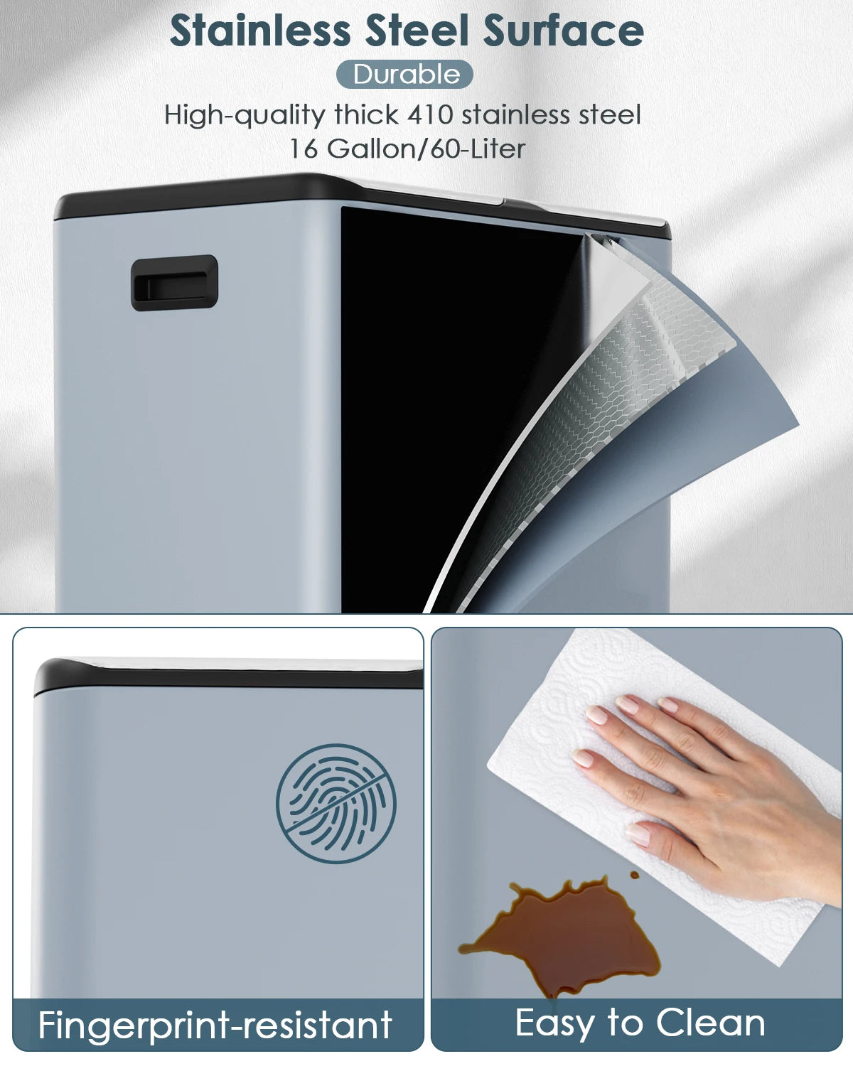Unbranded Dual Kitchen Trash Can With Odor Control Compartments