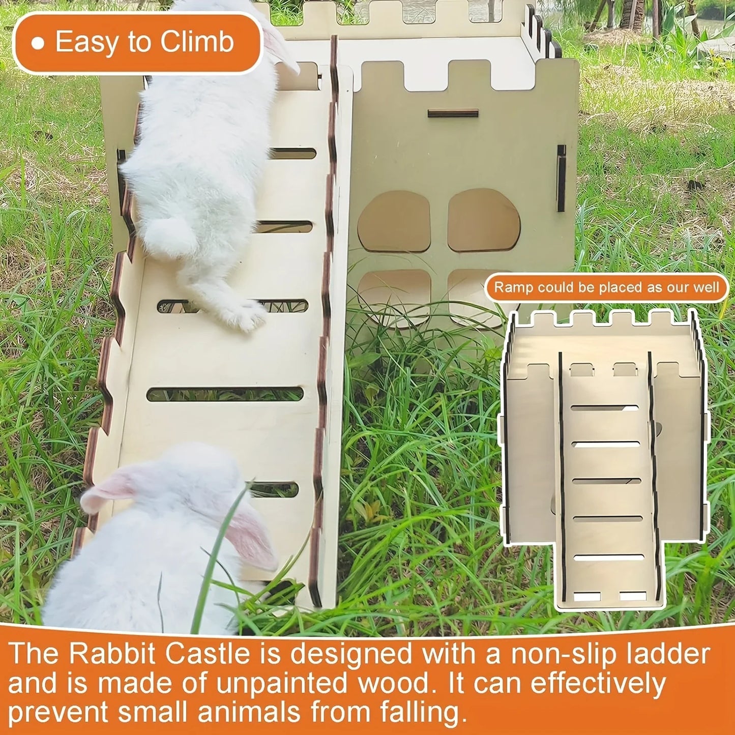 Wooden Detachable Rabbit Castle Hideaway for Guinea Pigs