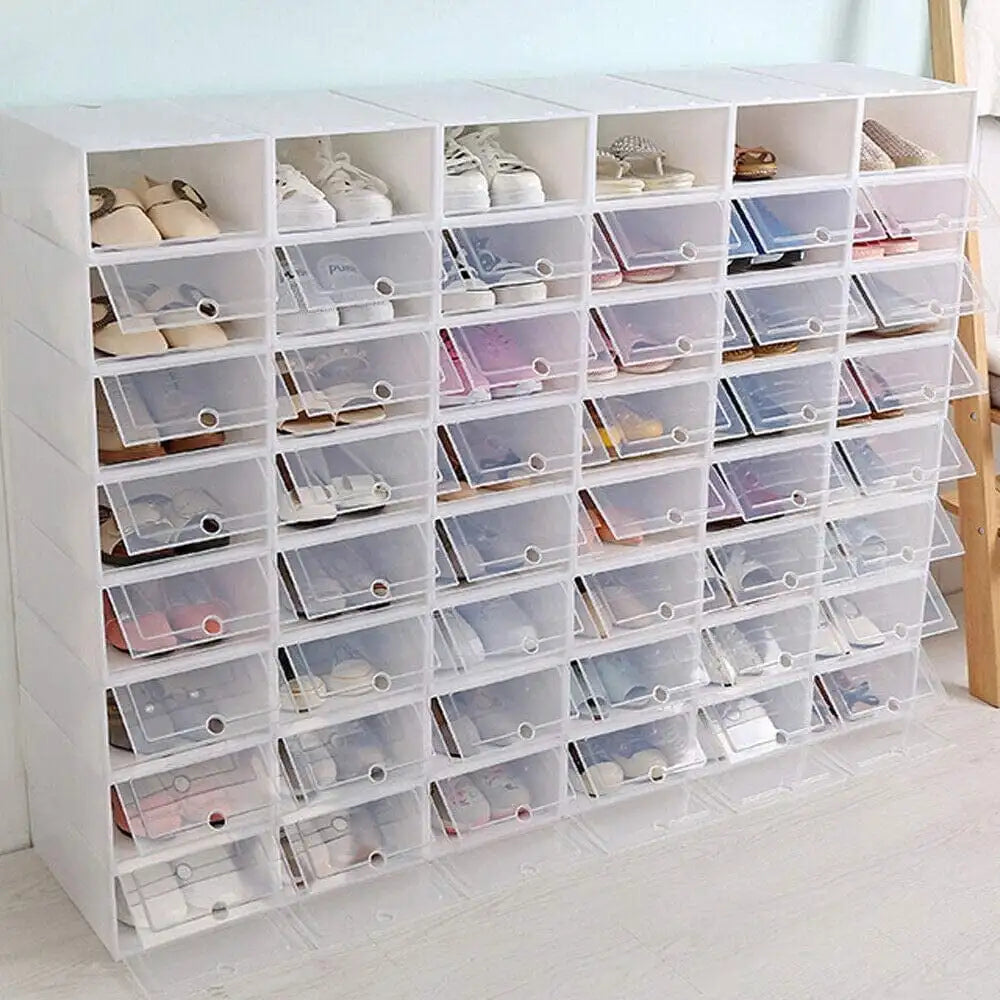 Plastic Foldable Shoe Boxes Set For Home Organizer