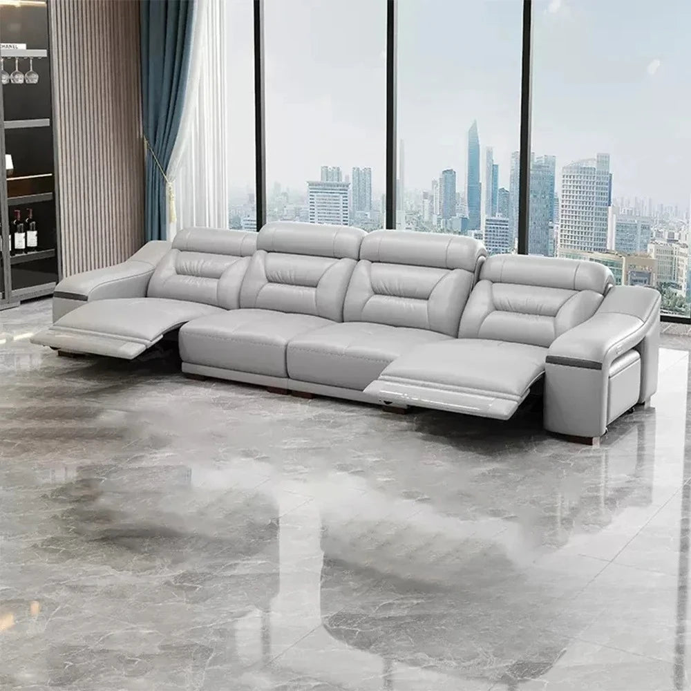 MINGDIBAO Genuine Leather Power Recliner Sofa Set With Stool