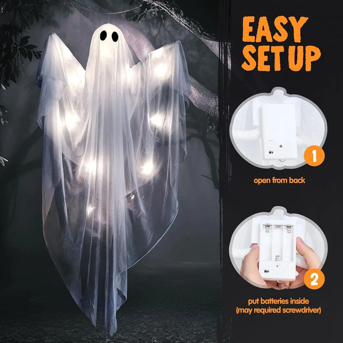 47" Hanging Light up Ghost with Spooky White Light The Pet & Home Store