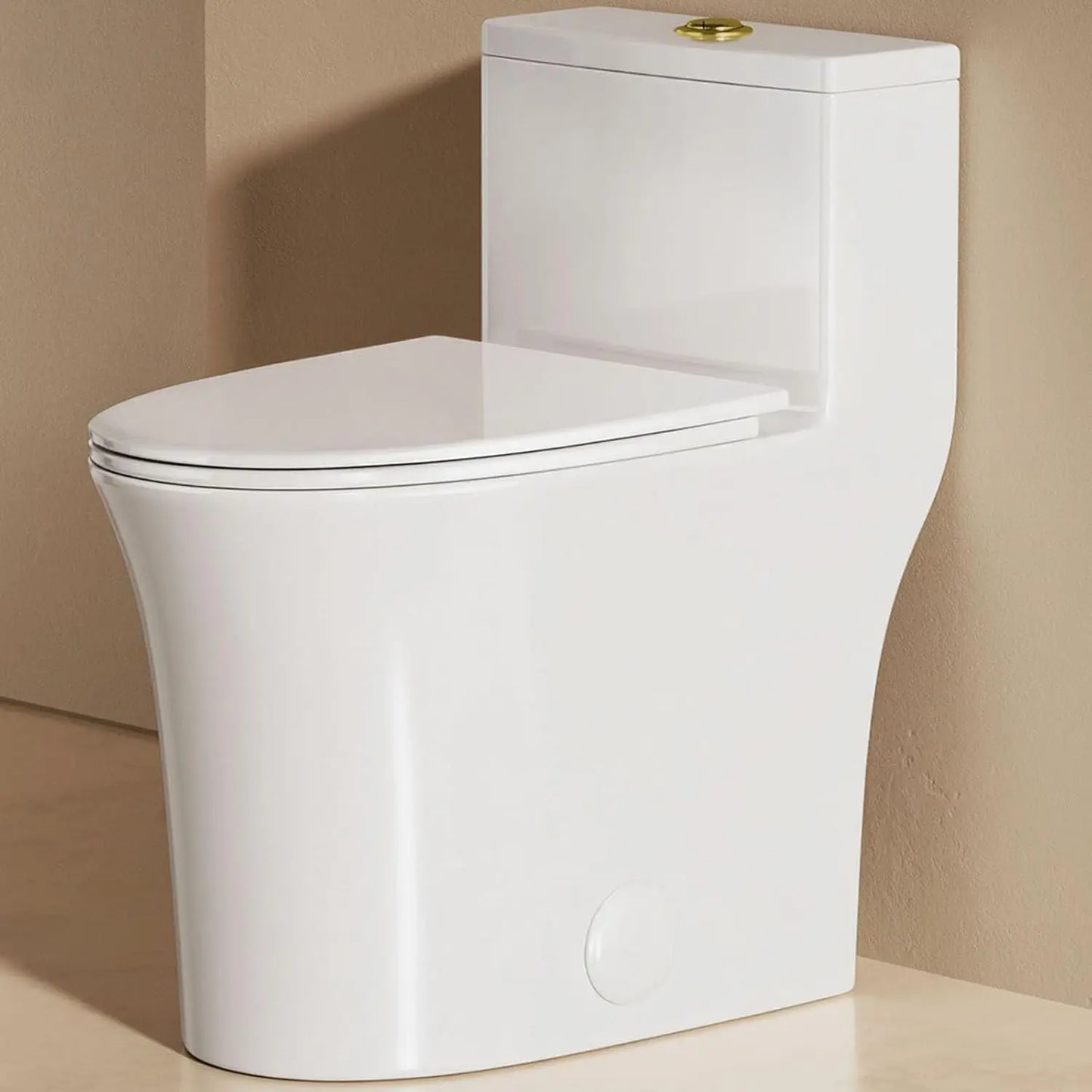Elongated One-Piece Toilet With Dual Flush High Efficiency Ceramic