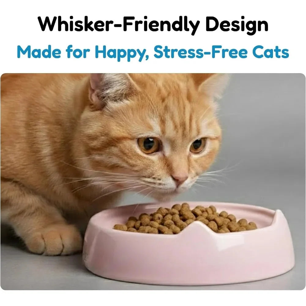 Whisker Friendly Cat Food Bowl for Indoor Cats Shallow Wide Dish Relieves Whisker Fatigue Non Slip Pet Bowl for Wet and Dry Food Ceramic Style Melamine Feeder with Non Skid Ring for Kittens and Adult Cats Easy Clean Blue The Pet & Home Store