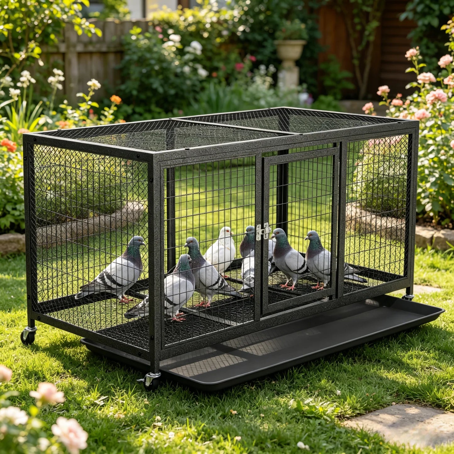 Outdoor Heavy Duty Metal Chicken Coop Walk-in Chicken Runs with Cover and Security Lock Hen House Duck Rabbit Cage Poultry Pen