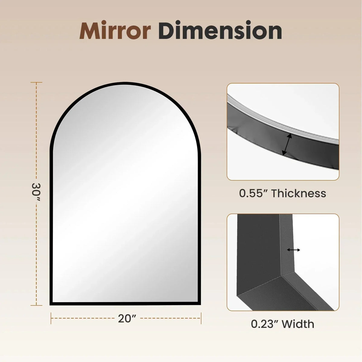 Arched Metal Framed Bathroom Mirrors for Wall  Hanging Mirror Glass Mirror Modern Wall Decor For Bedroom Entryway The Pet & Home Store