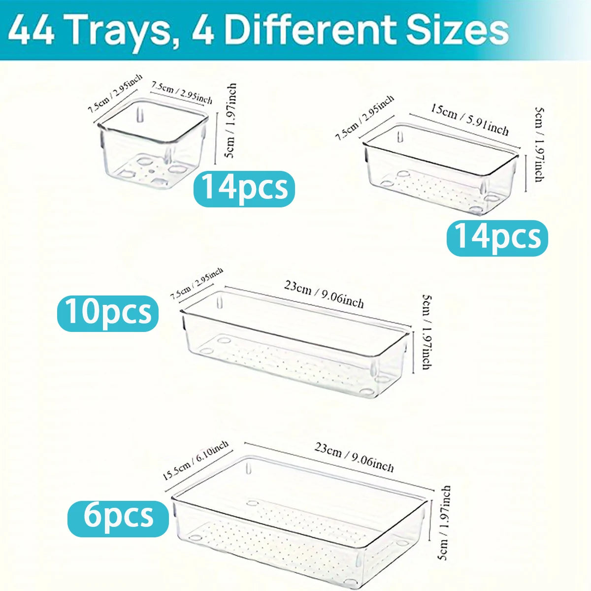 Transparent Plastic Drawer Organizer Set With Dividers