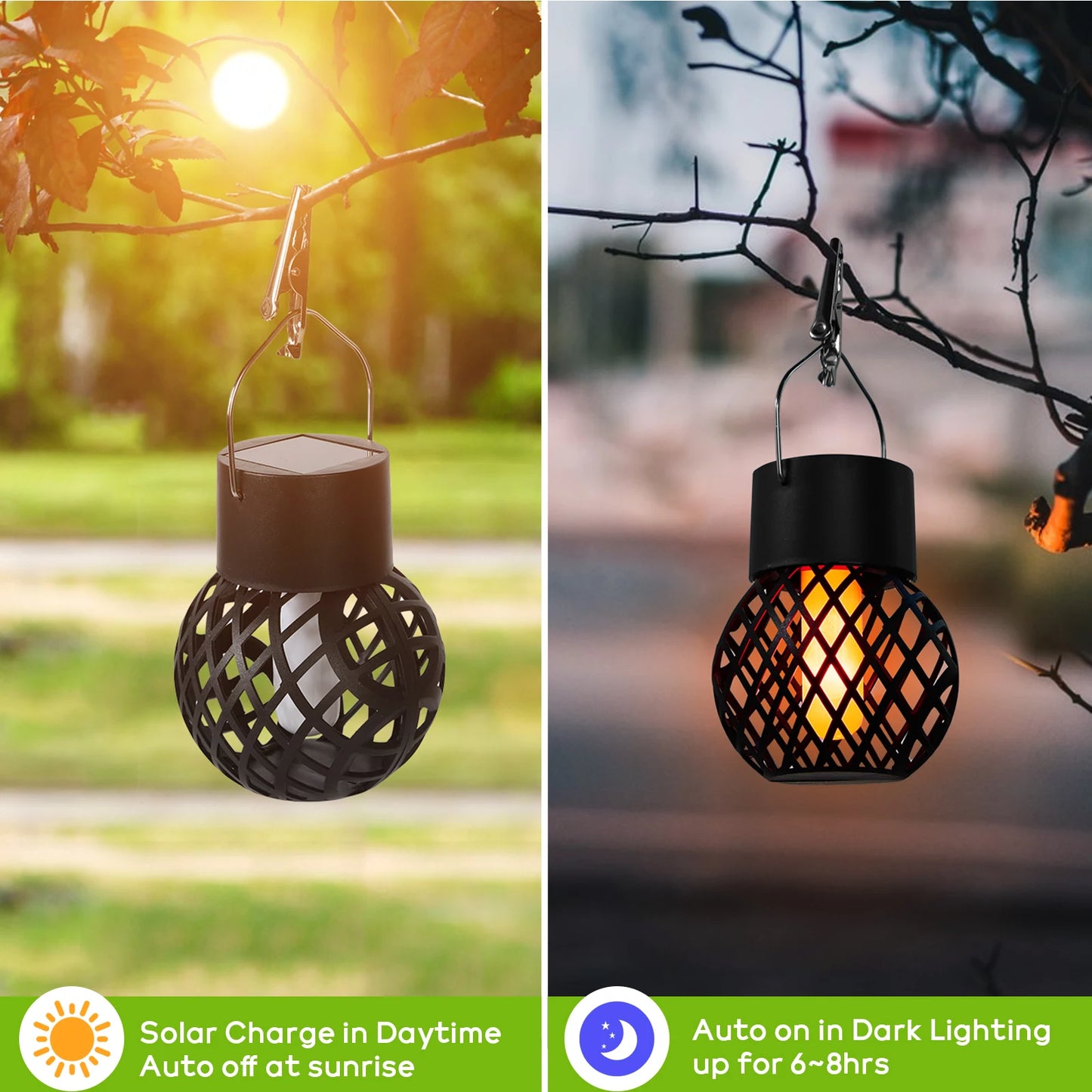 Solar Pendant Outdoor Lights Flame Effect IP65 Hanging