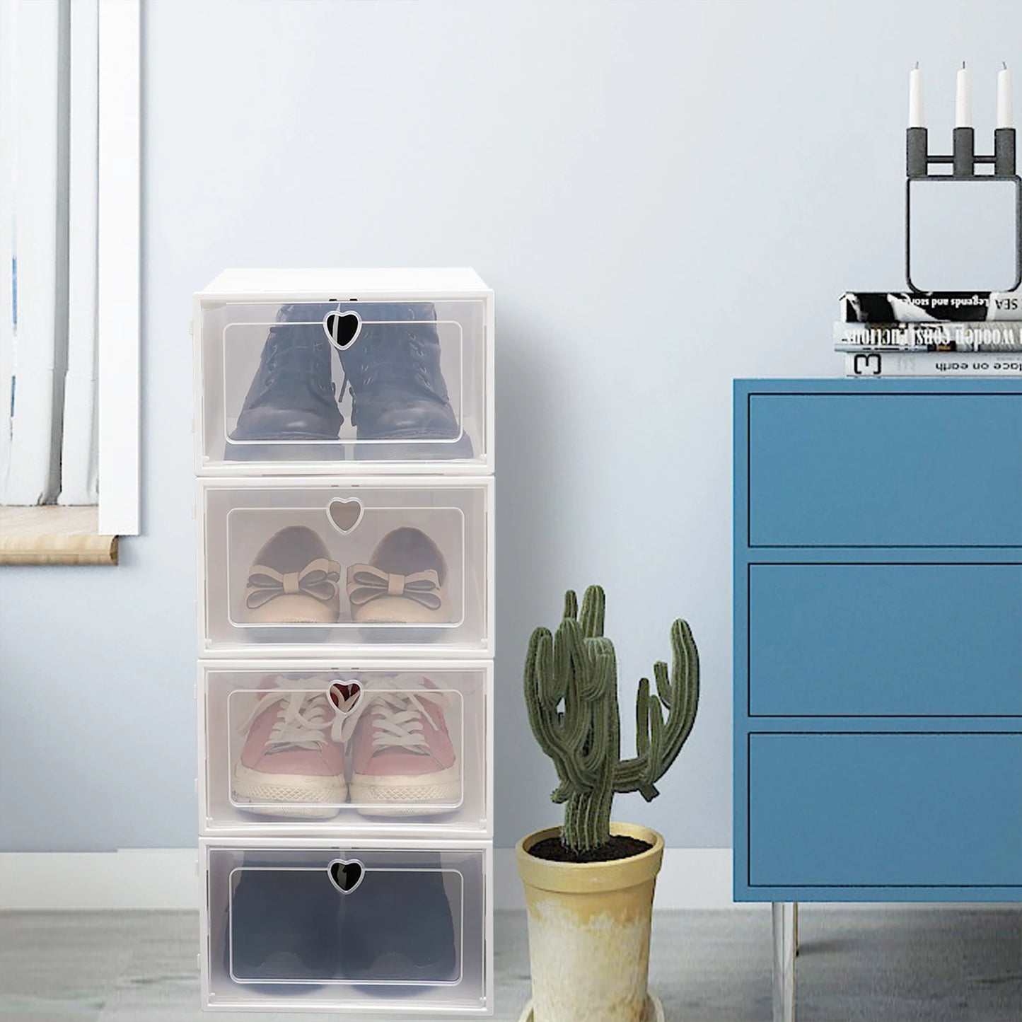Transparent Stackable Shoe Boxes With Lids Pack Of 20