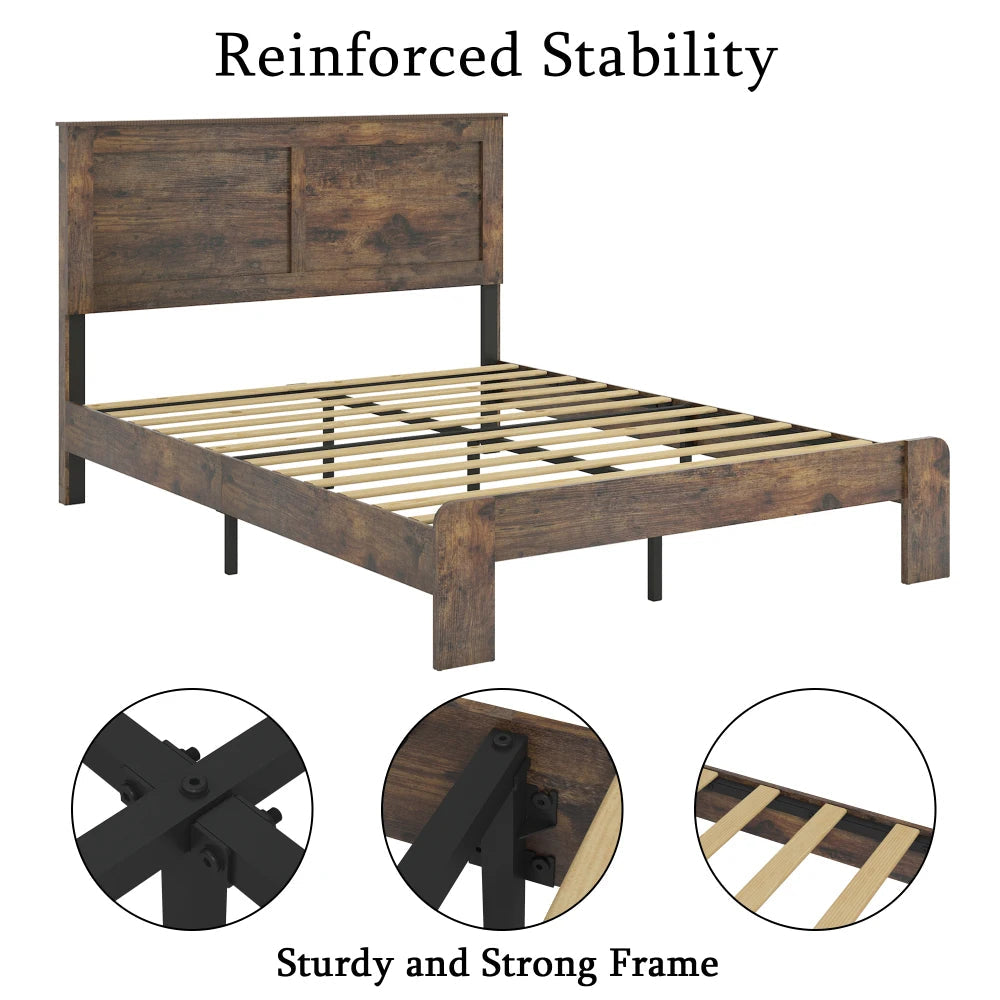 Bed Frame King Size, Wood Platform Bed Frame , Noise Free,No Box Spring Needed and Easy Assembly Tool,Large Under Bed Storage The Pet & Home Store