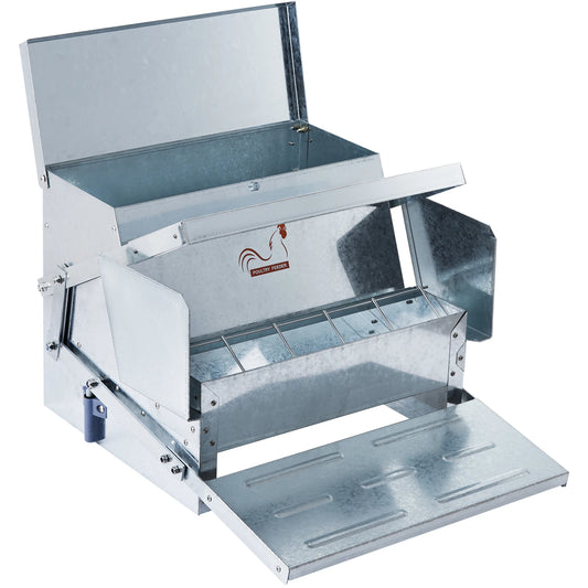 SucceBuy Automatic Chicken Feeder 25 lbs Capacity Feeds 10 Chickens up to 11 Days Galvanized Steel Poultry Feeder