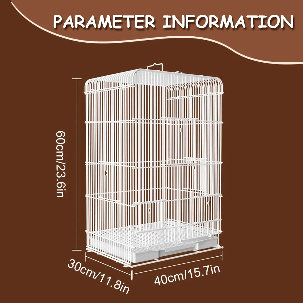 Wrought Iron Bird Cage Lightweight Portable Parrot Cage Removable Tray Large Bird Carrier for Indoor Outdoor Home Bird Feeding