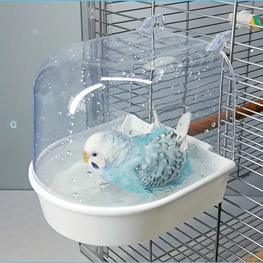 Transparent Bird Bath Tub Splashproof PP Shower For Parrots Conures