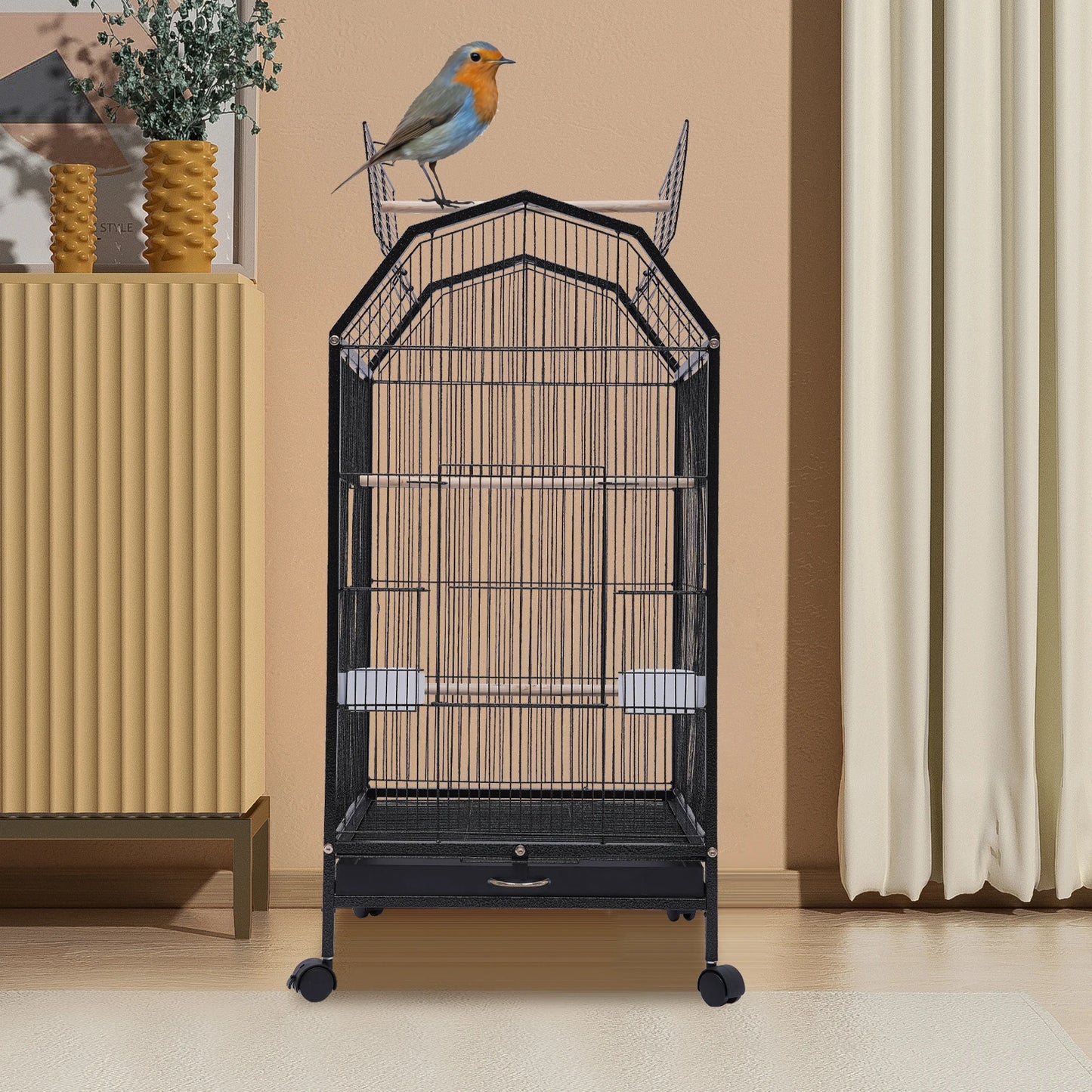 Bird Cage With 360 Degree Observation For Parakeets And Lovebirds