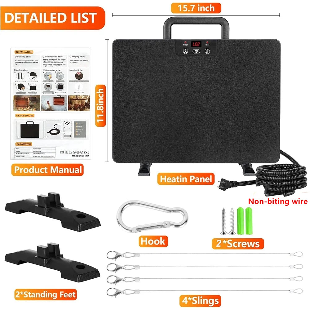 Chicken Coop Thermostatic Heater Panel With Adjustable Temperature