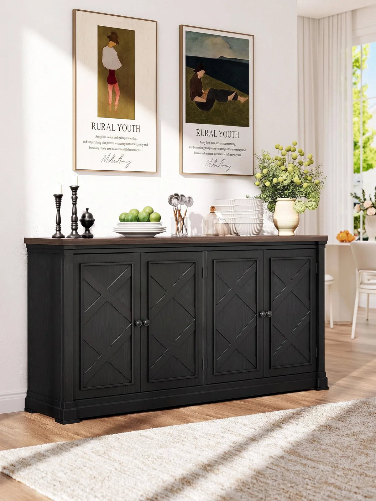 63' Solid Wood Sideboard Buffet Cabinet The Pet & Home Store