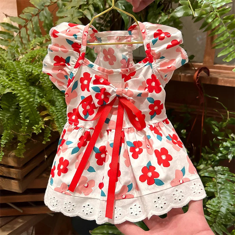 Floral Plaid Summer Pet Dress For Dogs And Cats Deluxe