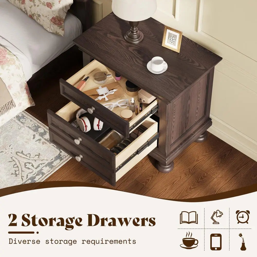 Solid Wood Bedroom Set With Bed Frame And Nightstands
