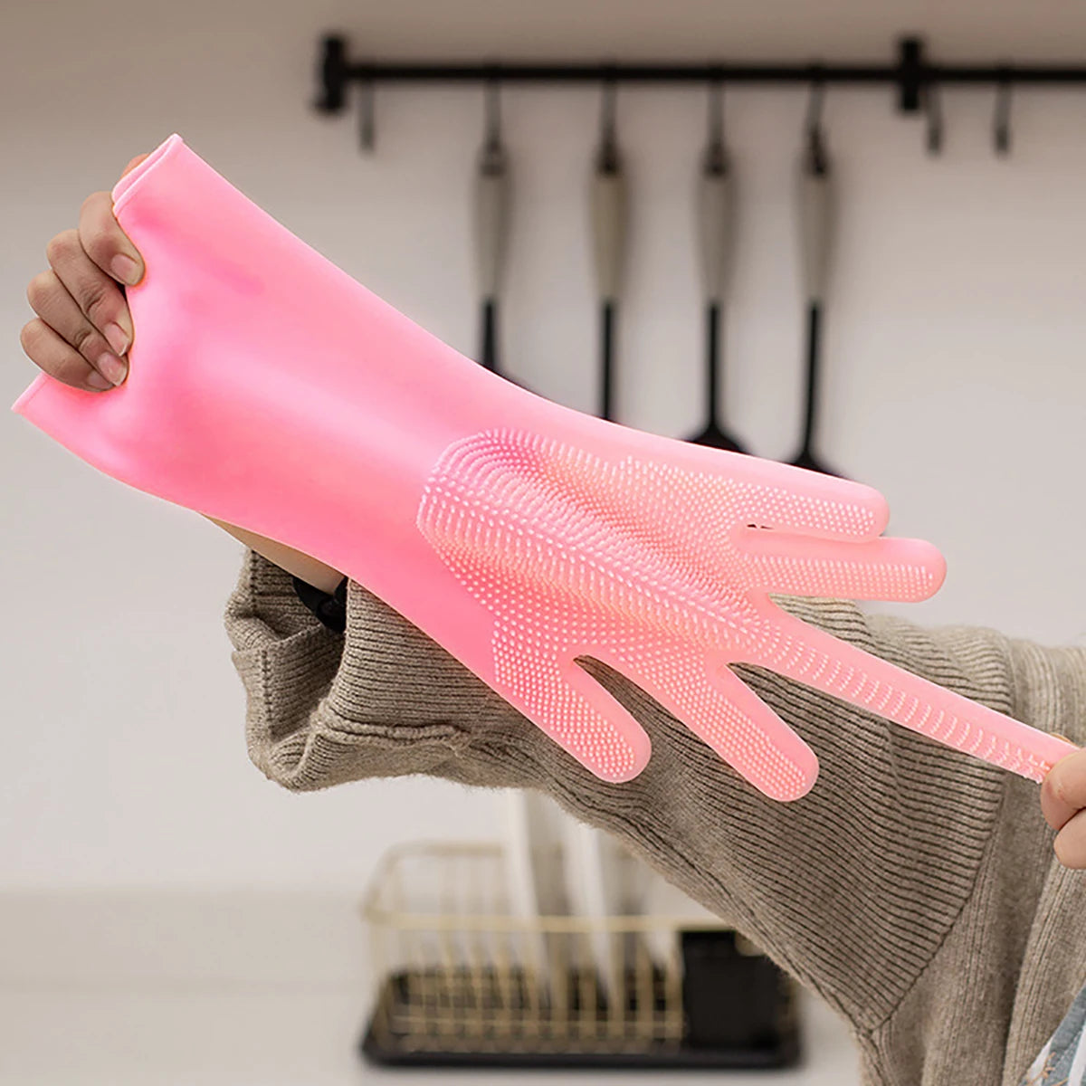 Silicone Pet Grooming Cleaning Gloves For Dogs And Cats