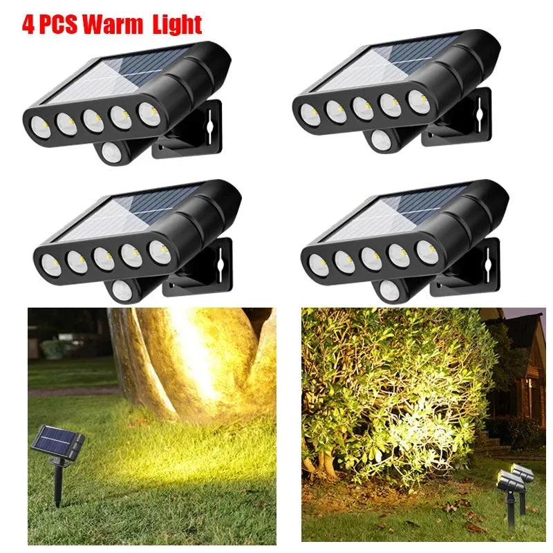 4 PACK Solar Outdoor Spotlights 1200mAh Lawn Flag Lights Landscape LED Ground Lights Walkway Driveway Landscape Camping Li-ion 18650 battery Gardens Trees And Courtyards Pathway Lights Lamp The Pet & Home Store