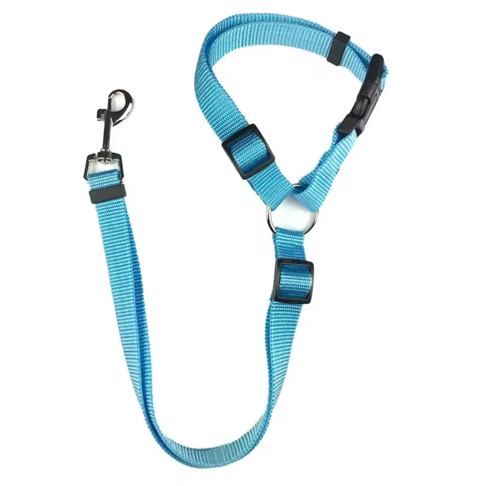 Nylon Two-In-One Pet Car Seat Belt And Leash Adjustable Harness