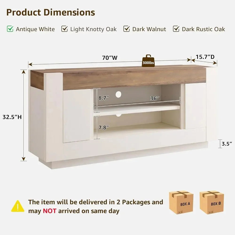 ern 70" TV Stand, Entertainment Center or TVs Up to 80", Media ole with Large Open Storage & Side Cabi, Thick Wood Design or Liv The Pet & Home Store