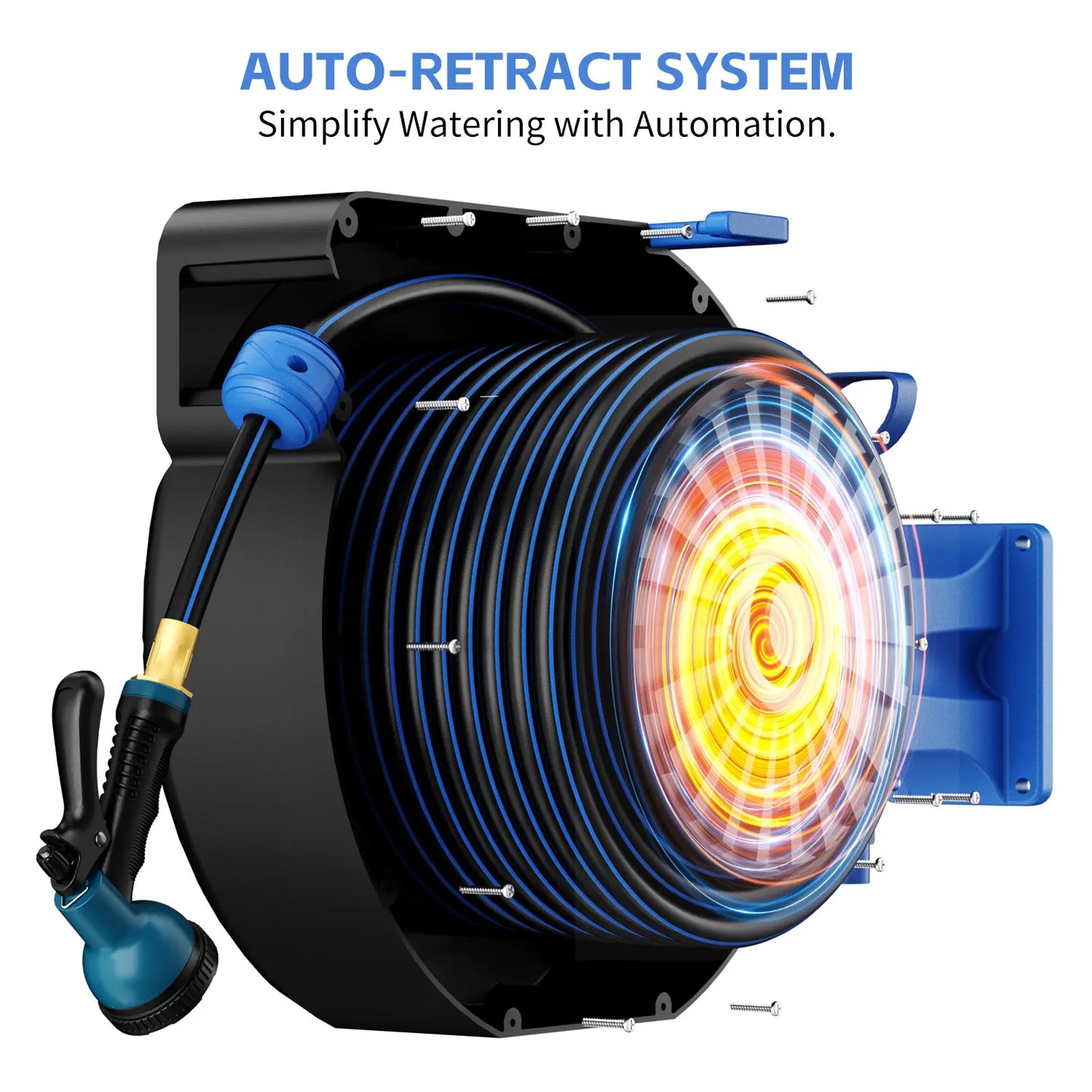 GardenJoy Retractable Wall Mounted Hose Reel With Locking Mechanism
