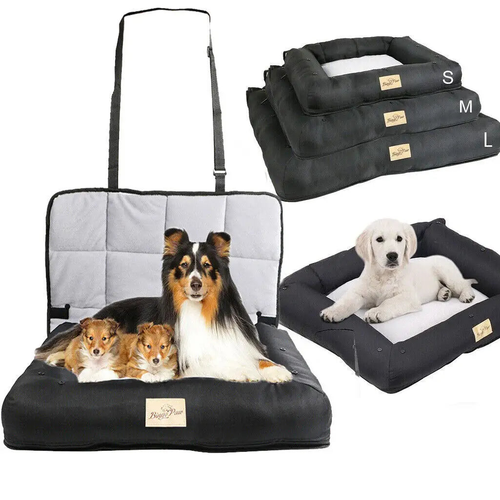 BINGOPAW Waterproof Dog Car Seat Bed With Removable Pad