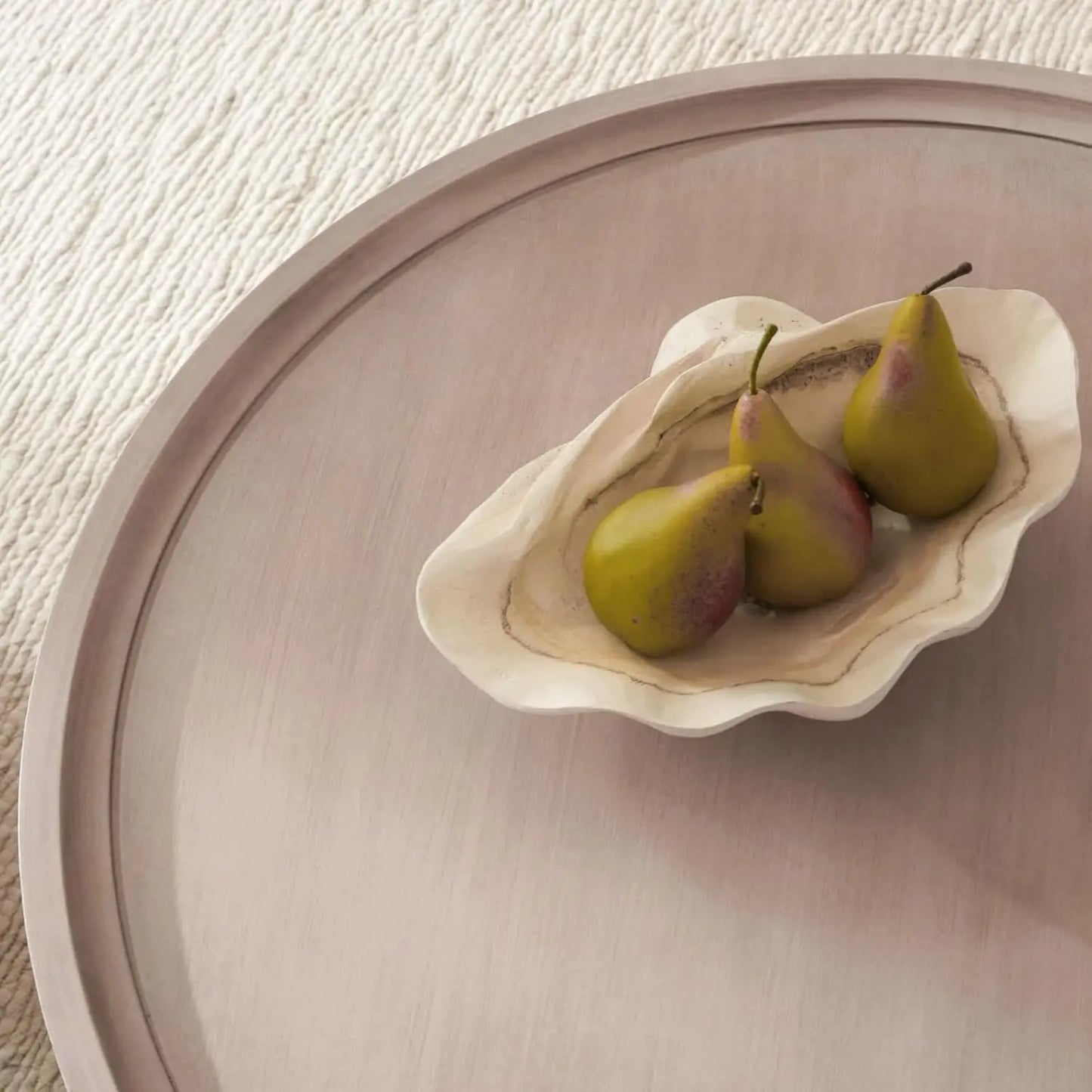 Round Nesting Coffee Table Set of 2 with Wood Tops