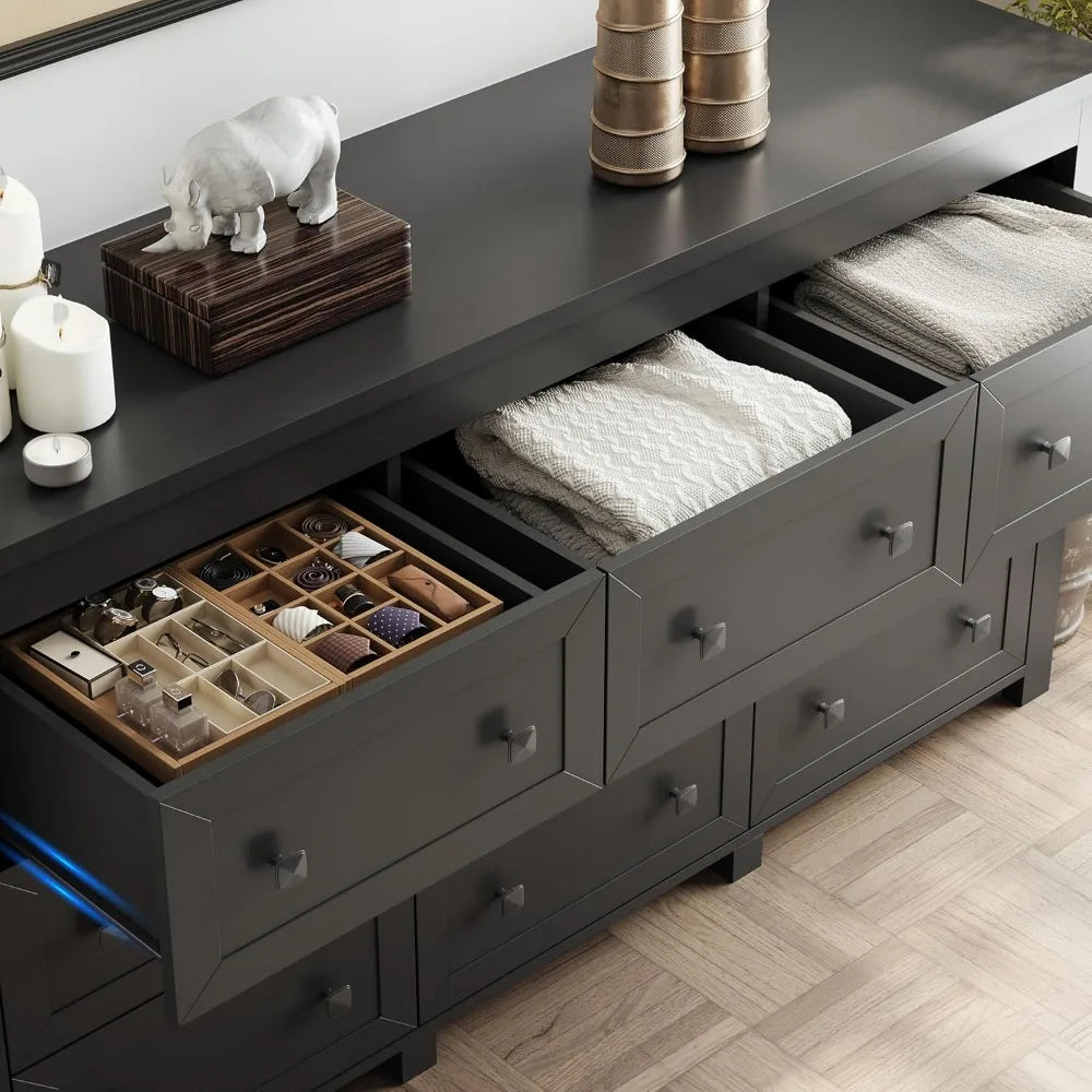 RBXC 9-Drawer Dresser Cabinet For Bedroom With Metal Handles