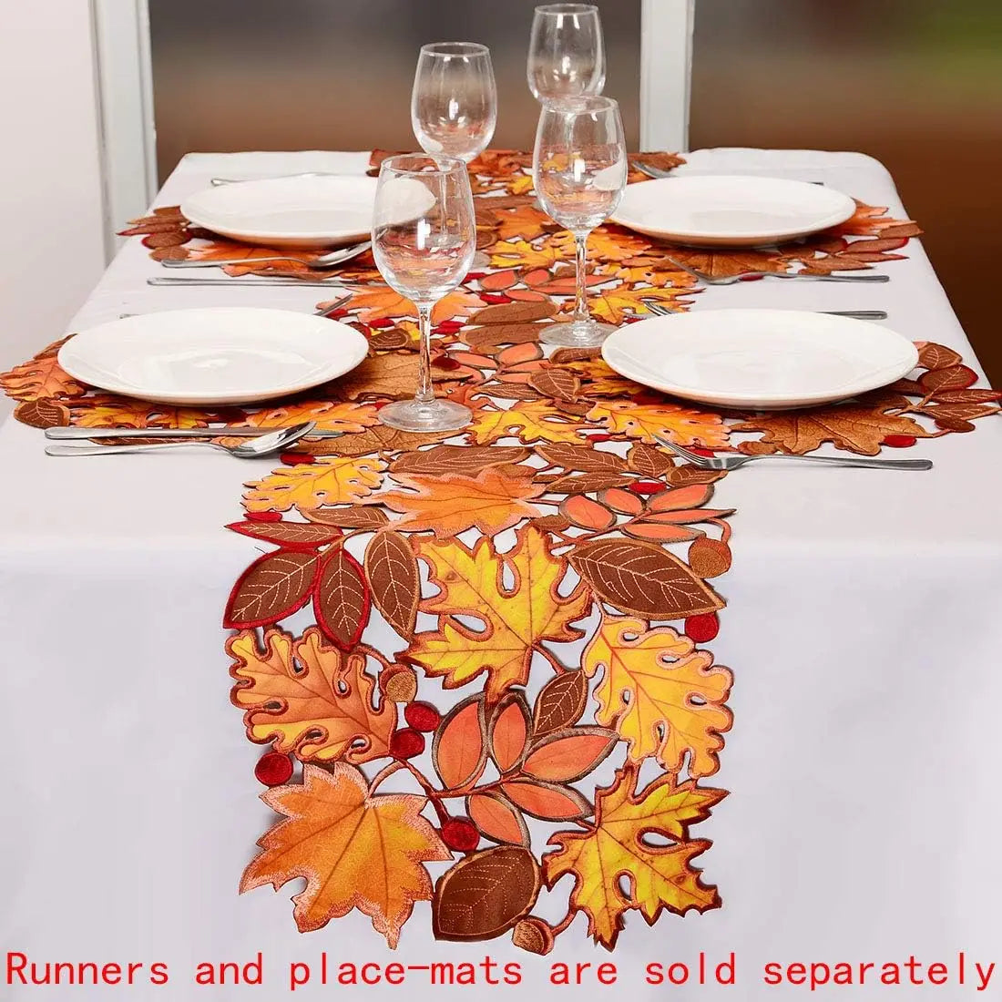 Embroidered Fall Leaves Table Runner The Pet & Home Store