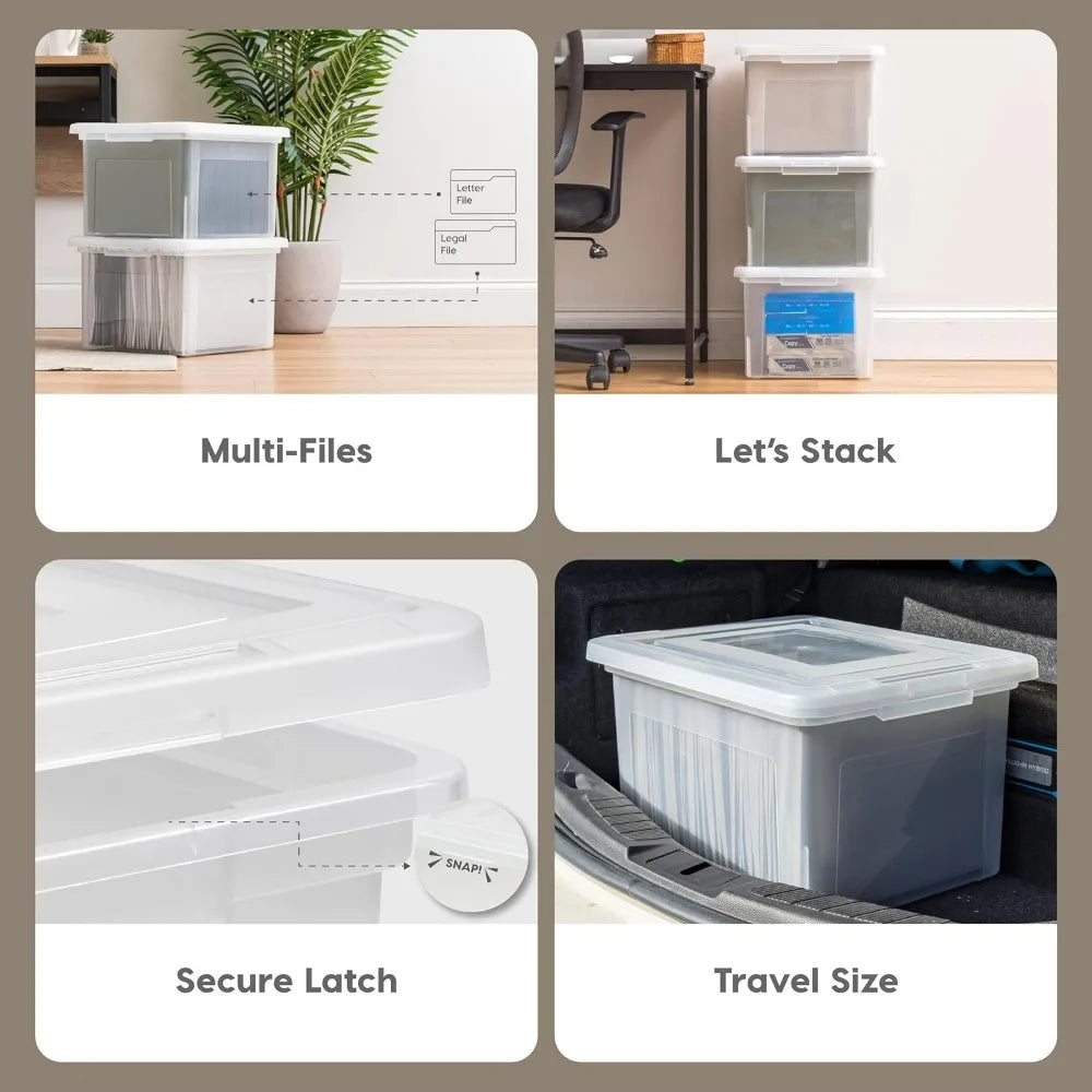IRIS USA 4-Pack 35 Qt Clear Plastic File Box with Lid, Stackable Nestable Document Storage Organizer, BPA-Free Portable File Bin The Pet & Home Store
