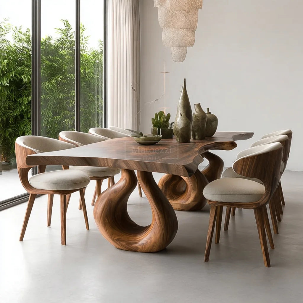 #Luxury Solid Wood Dining Table Set Modern Chairs Minimalist Home Furniture Villa Hotel Banquet Room Decor The Pet & Home Store
