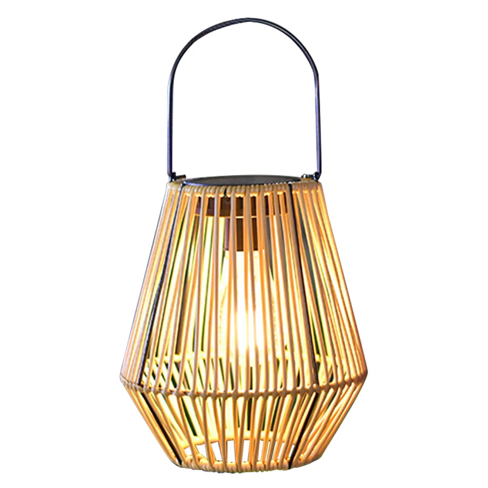 Alloet Solar Hanging Lantern Waterproof IP65 Rattan Bamboo Outdoor Lamp