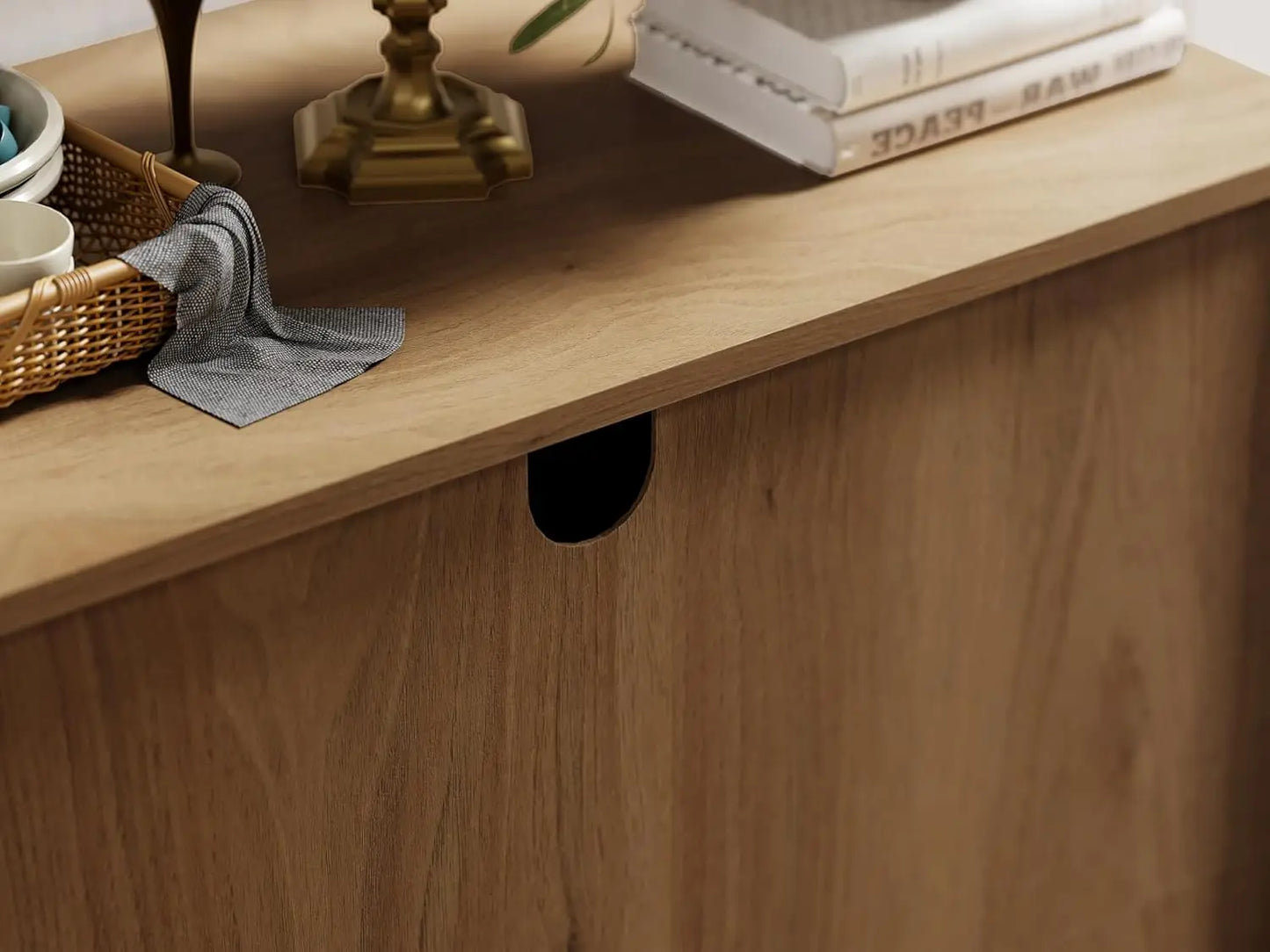 Minimalist Farmhouse Buffet Sideboard Cabinet With Adjustable Shelves