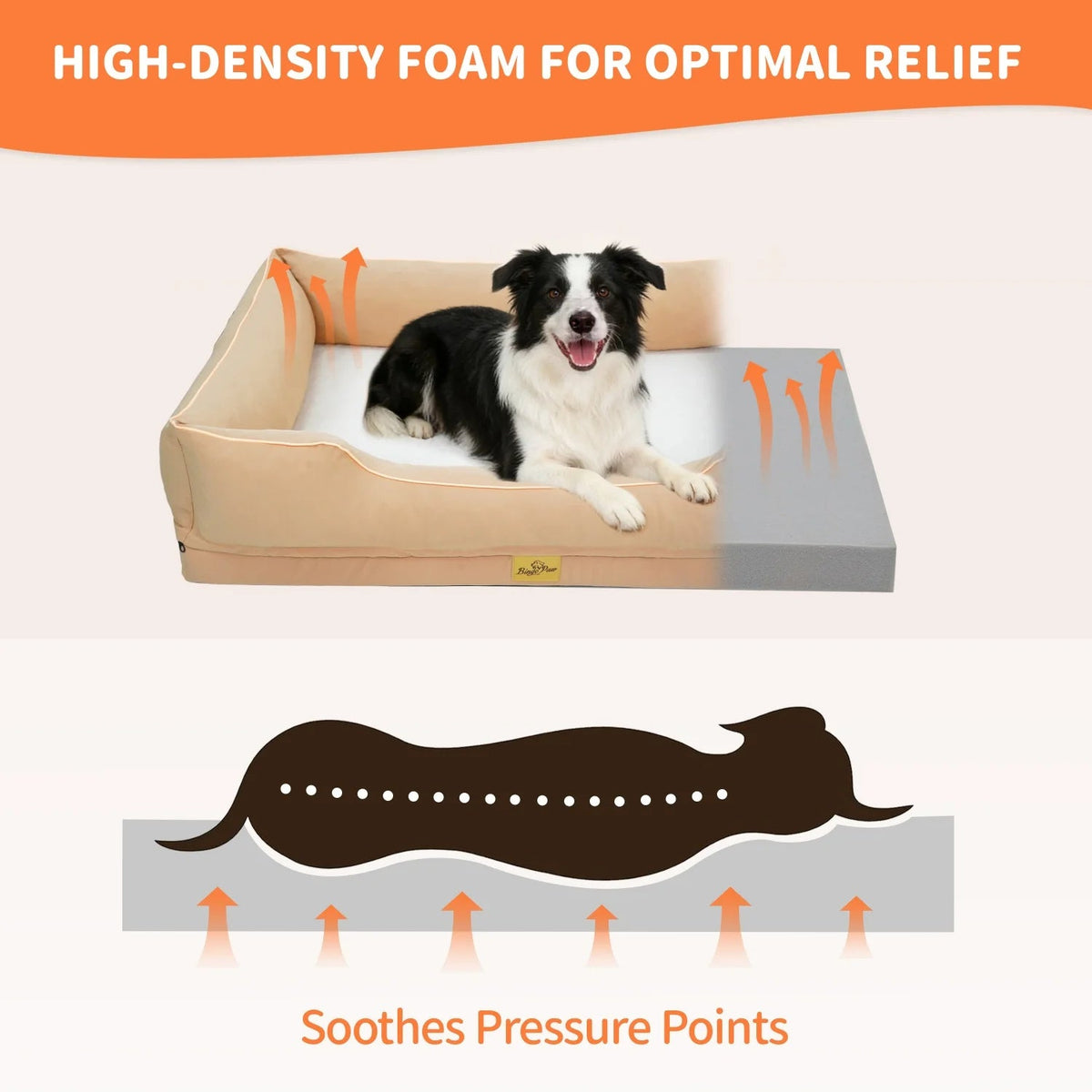 Bingopaw Orthopedic Dog Bed With Bolster And Waterproof Removable Cover The Pet & Home Store