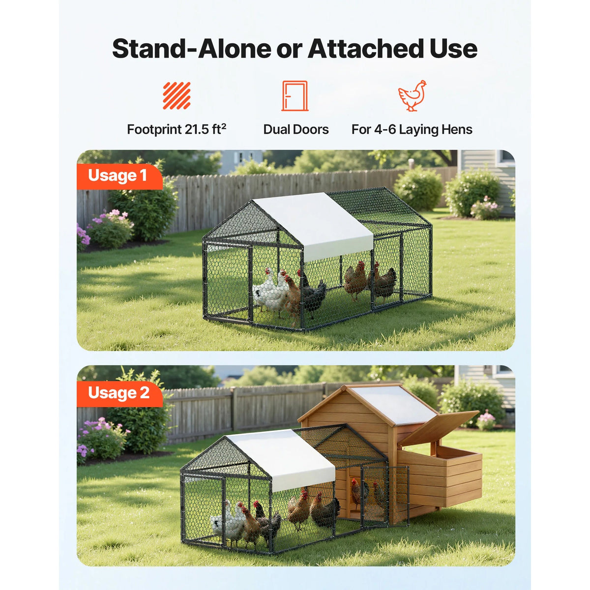 Metal Chicken Coop with Waterproof Cover & Doors The Pet & Home Store