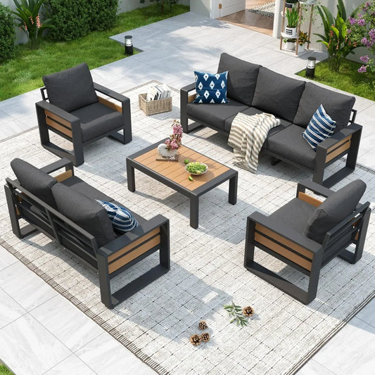 XIAOLANG Aluminum Patio Furniture Set 5 Piece Luxury Sectional