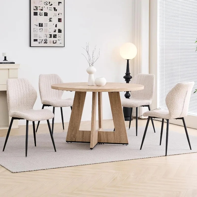 Round Dining Table Set For 4 With Chairs Mid Century