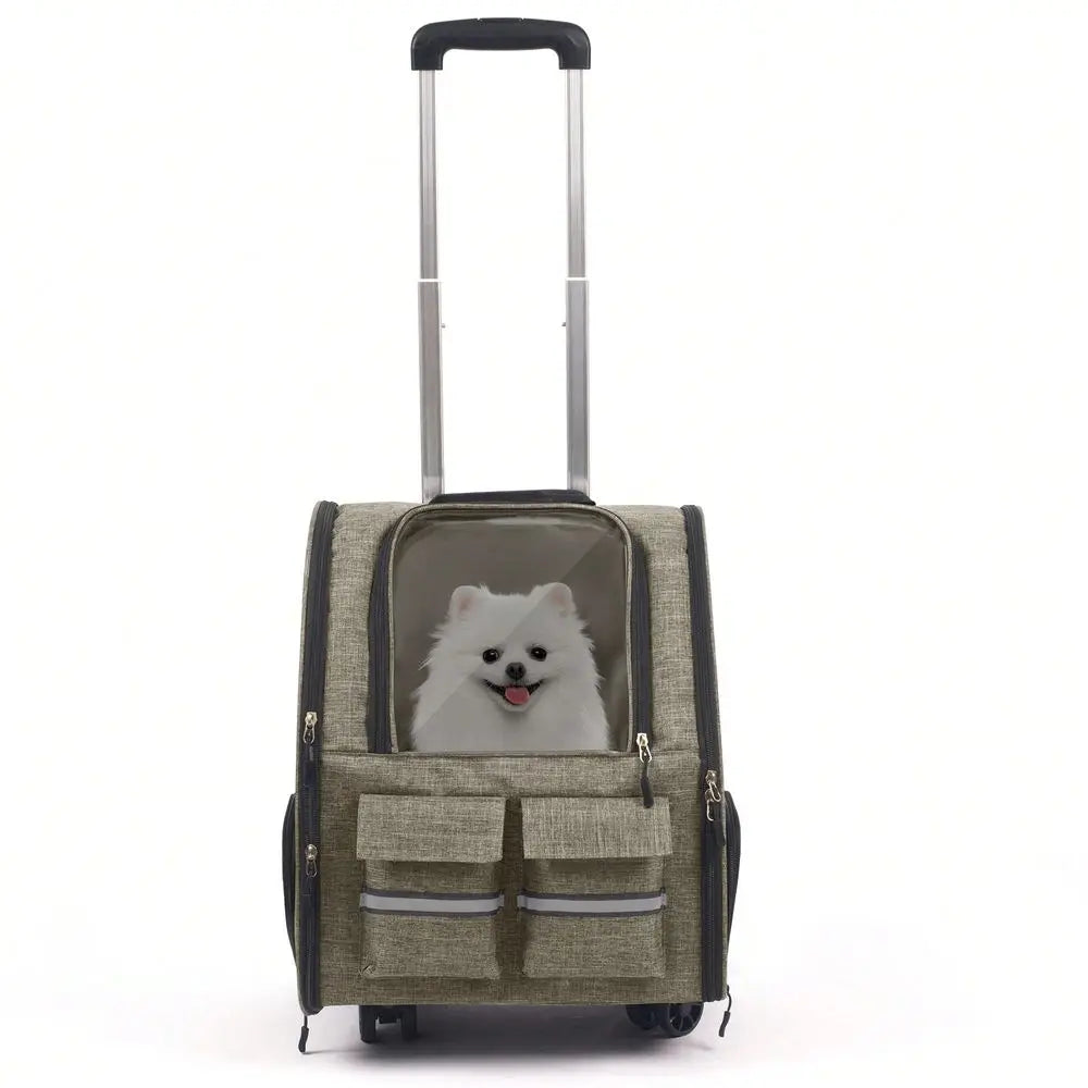 Trolley Pet Carrier With Wheels Airline Approved Cat Carrier