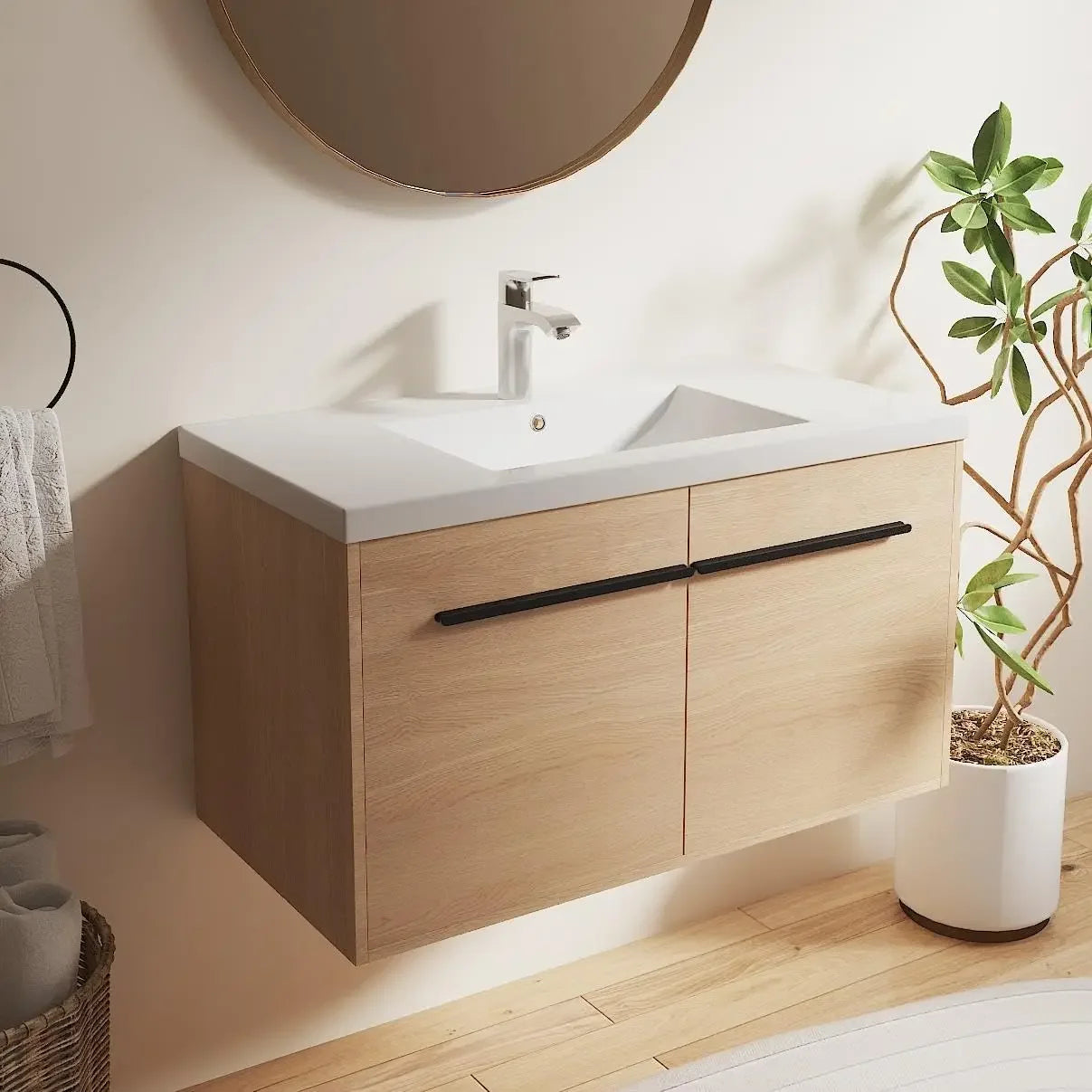 Floating Bathroom Vanity With Sink, Wall Mounted Premium Plywood