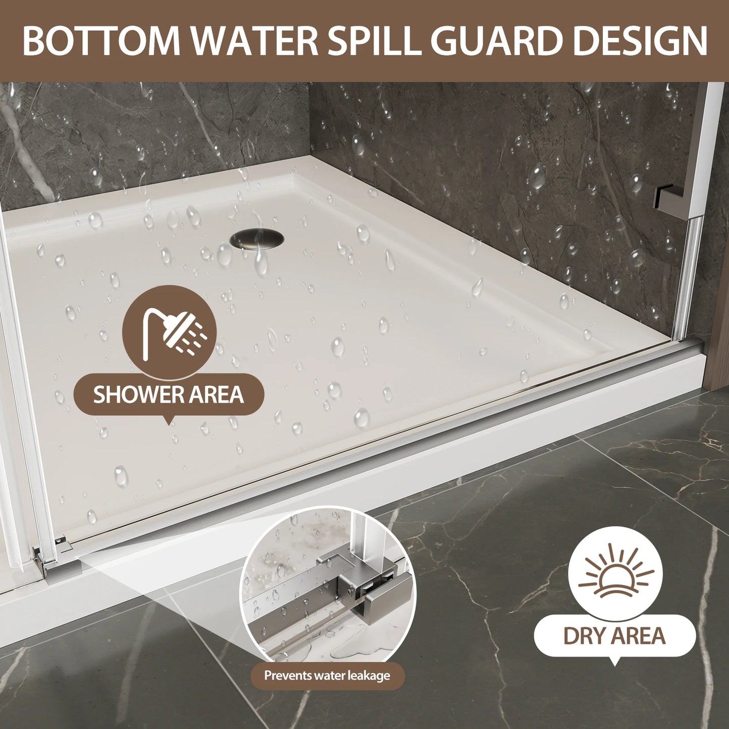 Sh.Kl Frameless Sliding Shower Door Brushed Nickel Tempered Glass