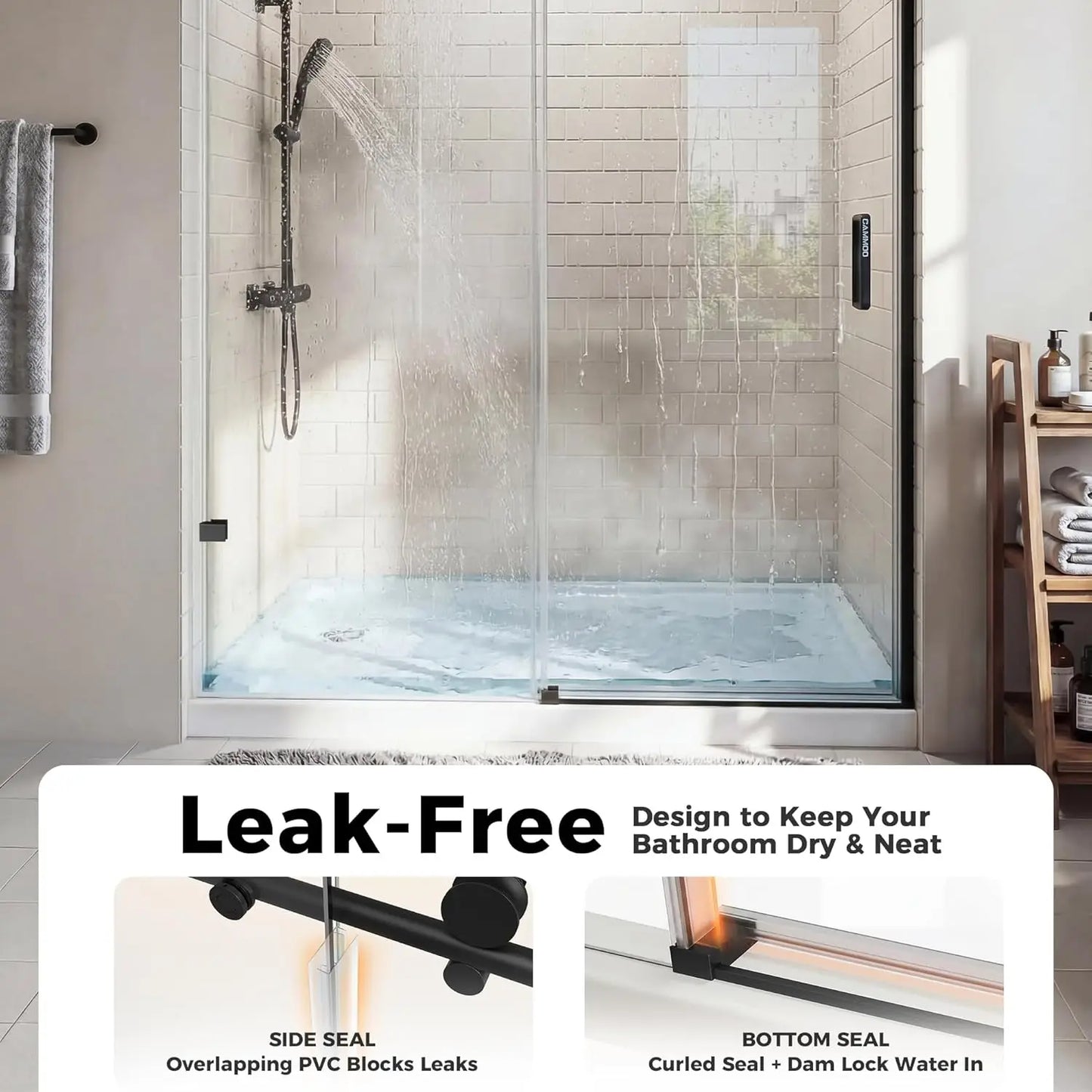 Frameless Magnetic Sliding Shower Door For Glass Enclosures